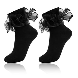 Women's Big Double-Ruffle Turn-Cuff Dress Socks lifestyle product image 47