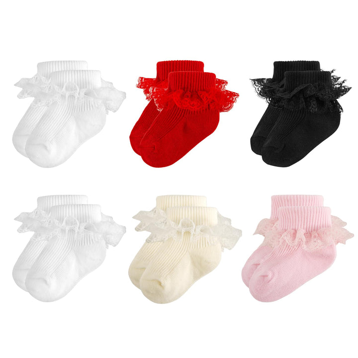 Baby Girl Ruffle Socks with Eyelet Lace Turn-Cuff lifestyle product image 29