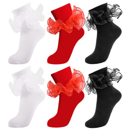 Women's Big Double-Ruffle Turn-Cuff Dress Socks lifestyle product image 41