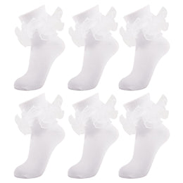 Women's Big Double-Ruffle Turn-Cuff Dress Socks lifestyle product image 20