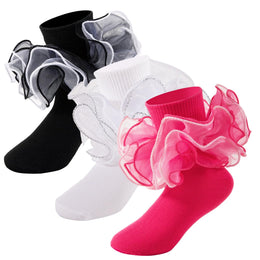 Girls 4-Layer Ruffle Turn-Cuff Dress Socks lifestyle product image 16