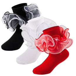 Girls 4-Layer Ruffle Turn-Cuff Dress Socks lifestyle product image 17