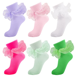 Women's Big Double-Ruffle Turn-Cuff Dress Socks lifestyle product image 10