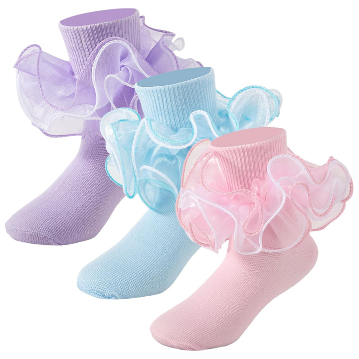 Girls 4-Layer Ruffle Turn-Cuff Dress Socks lifestyle product image 22