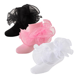 Baby Girl Ruffle Socks with 2-Layer Lace Turn-Cuff lifestyle product image 22
