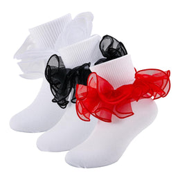 Girls Ruffle Socks with Double Lace Turn-Cuff lifestyle product image 187