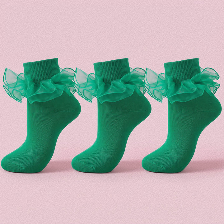 Women's Big Double-Ruffle Turn-Cuff Dress Socks lifestyle product image 53