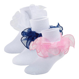 Girls Ruffle Socks with Double Lace Turn-Cuff lifestyle product image 197