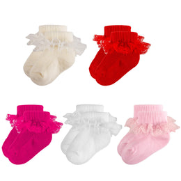 Baby Girl Ruffle Socks with Eyelet Lace Turn-Cuff lifestyle product image 27