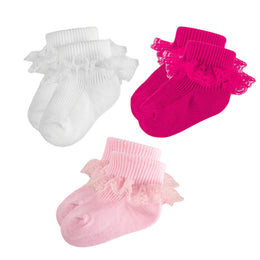 Baby Girl Ruffle Socks with Eyelet Lace Turn-Cuff lifestyle product image 20