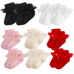 Baby Girl Ruffle Socks with Eyelet Lace Turn-Cuff lifestyle product image 35