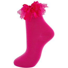 Women's Ruffle Ankle Socks with Bow & Lace Trim lifestyle product image 6