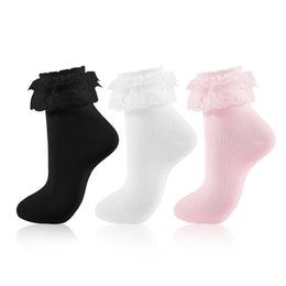 Women's Frilly Ruffle Ankle Socks with Lace Trim lifestyle product image 13