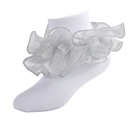 Girls Glitter Ruffle Turn-Cuff Socks lifestyle product image 22