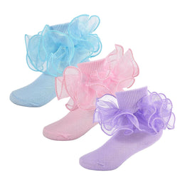 Baby Girl Ruffle Socks with 2-Layer Lace Turn-Cuff lifestyle product image 27