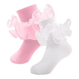 Girls Ruffle Fold-Cuff Dress Socks lifestyle product image 46