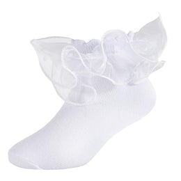 Girls Fluffy Double-Lace Ruffle Socks lifestyle product image 25