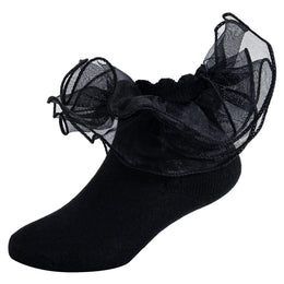 Girls Fluffy Double-Lace Ruffle Socks lifestyle product image 14