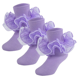 Girls 4-Layer Ruffle Turn-Cuff Dress Socks lifestyle product image 39
