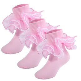 Girls 4-Layer Ruffle Turn-Cuff Dress Socks lifestyle product image 37