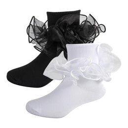 Girls Ruffle Fold-Cuff Dress Socks lifestyle product image 63