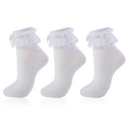 Women's Frilly Ruffle Ankle Socks with Lace Trim lifestyle product image 14