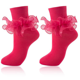 Women's Big Double-Ruffle Turn-Cuff Dress Socks lifestyle product image 19