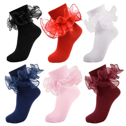Women's Big Double-Ruffle Turn-Cuff Dress Socks lifestyle product image 17