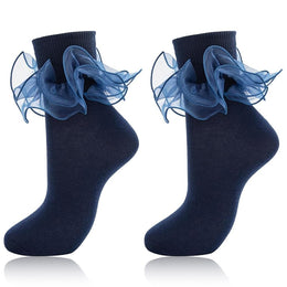 Women's Big Double-Ruffle Turn-Cuff Dress Socks lifestyle product image 13