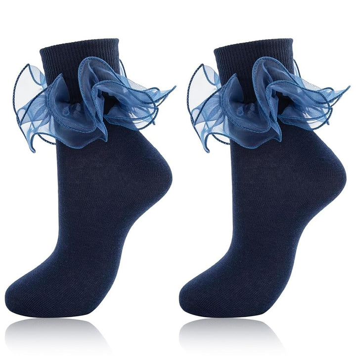 Women's Big Double-Ruffle Turn-Cuff Dress Socks lifestyle product image 13