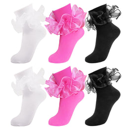 Women's Big Double-Ruffle Turn-Cuff Dress Socks lifestyle product image 42