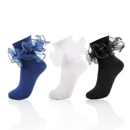 Women's Big Double-Ruffle Turn-Cuff Dress Socks lifestyle product image 50