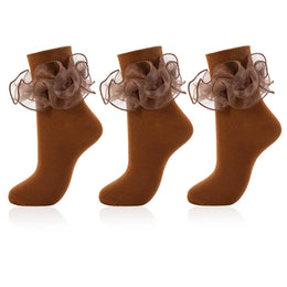 Women's Big Double-Ruffle Turn-Cuff Dress Socks lifestyle product image 18