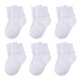 Baby Girl White Ruffle Crew Socks lifestyle product image 14