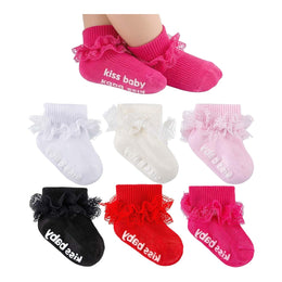 Baby Girl Ruffle Grip Socks with Lace Cuff lifestyle product image 51