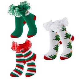 Women's Christmas Lace Ruffle Crew Socks, 3 Pairs lifestyle product image 8