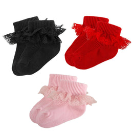 Baby Girl Ruffle Socks with Eyelet Lace Turn-Cuff lifestyle product image 30