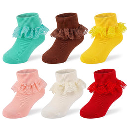 Baby Girl Double-Lace Ruffle Socks lifestyle product image 32
