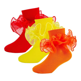 Girls Ruffle Socks with Double Lace Turn-Cuff lifestyle product image 220