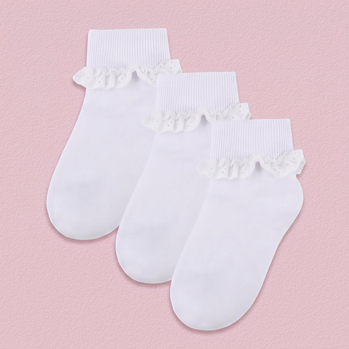 Girls White Ruffle Fold-Over Dress Socks lifestyle product image 13