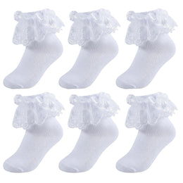 Girls White Lace Ruffle Dress Socks lifestyle product image 15