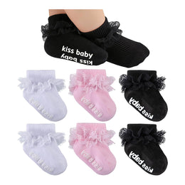 Baby Girl Ruffle Grip Socks with Lace Cuff lifestyle product image 54