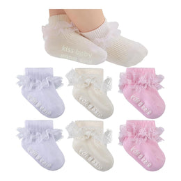 Baby Girl Ruffle Grip Socks with Lace Cuff lifestyle product image 62