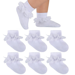 Baby Girl Turn-Cuff Ruffle Dress Socks lifestyle product image 40