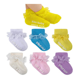 Baby Girl Ruffle Grip Socks with Lace Cuff lifestyle product image 68
