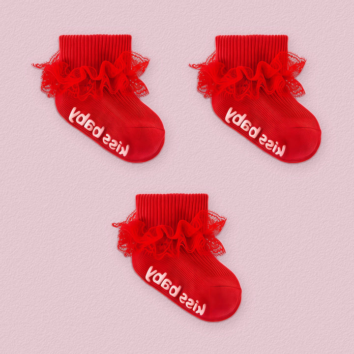 Baby Girl Ruffle Grip Socks with Lace Cuff lifestyle product image 76