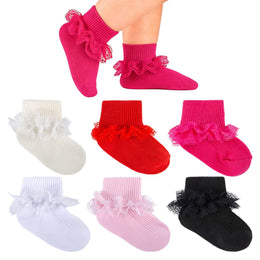 Baby Girl Turn-Cuff Ruffle Dress Socks lifestyle product image 47
