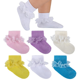 Baby Girl Turn-Cuff Ruffle Dress Socks lifestyle product image 48