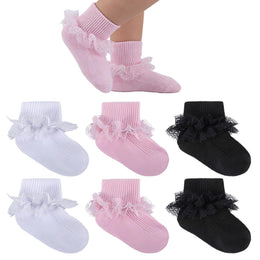 Baby Girl Turn-Cuff Ruffle Dress Socks lifestyle product image 35