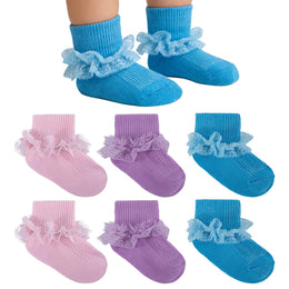 Baby Girl Turn-Cuff Ruffle Dress Socks lifestyle product image 36